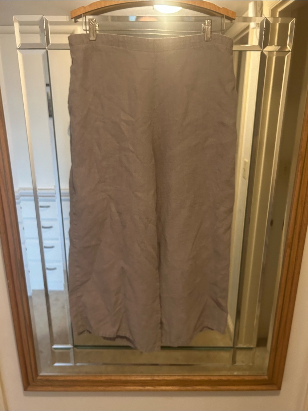 Flax Wide Leg Cropped Linen Pants in Taupe